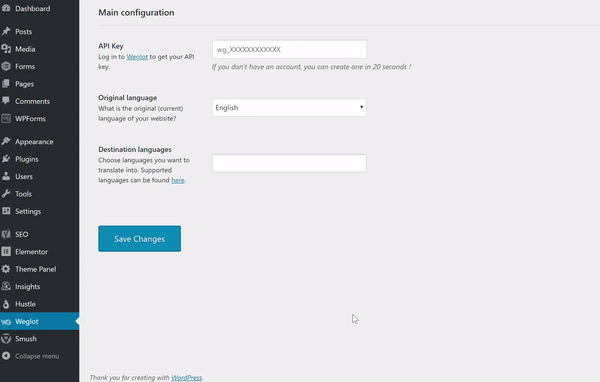 Weglot plugin settings Gif