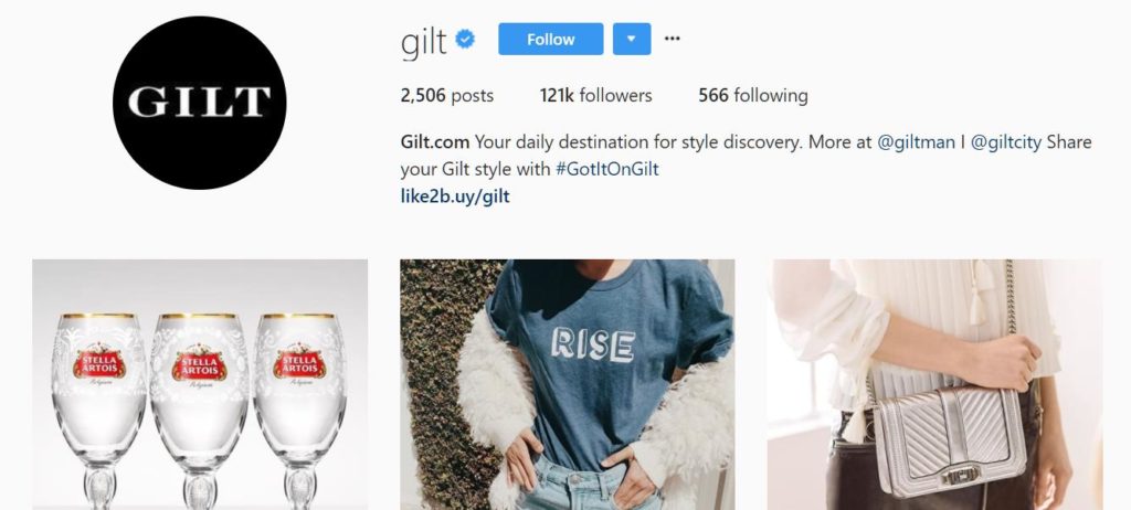 gilt using instagram