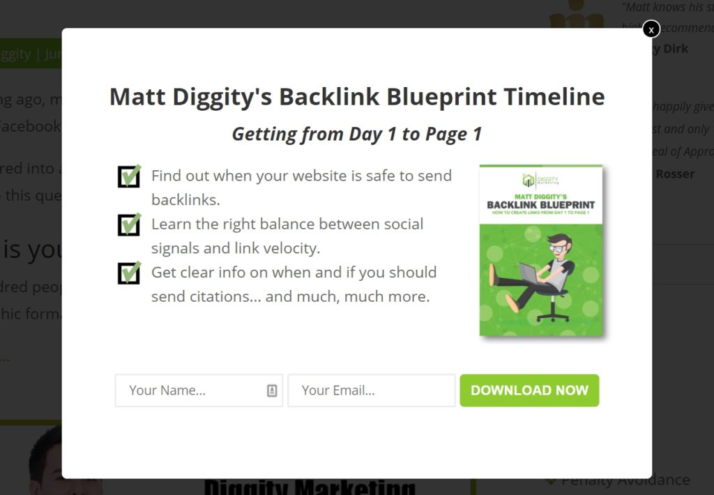 An example of a lead magnet by Matt Diggity