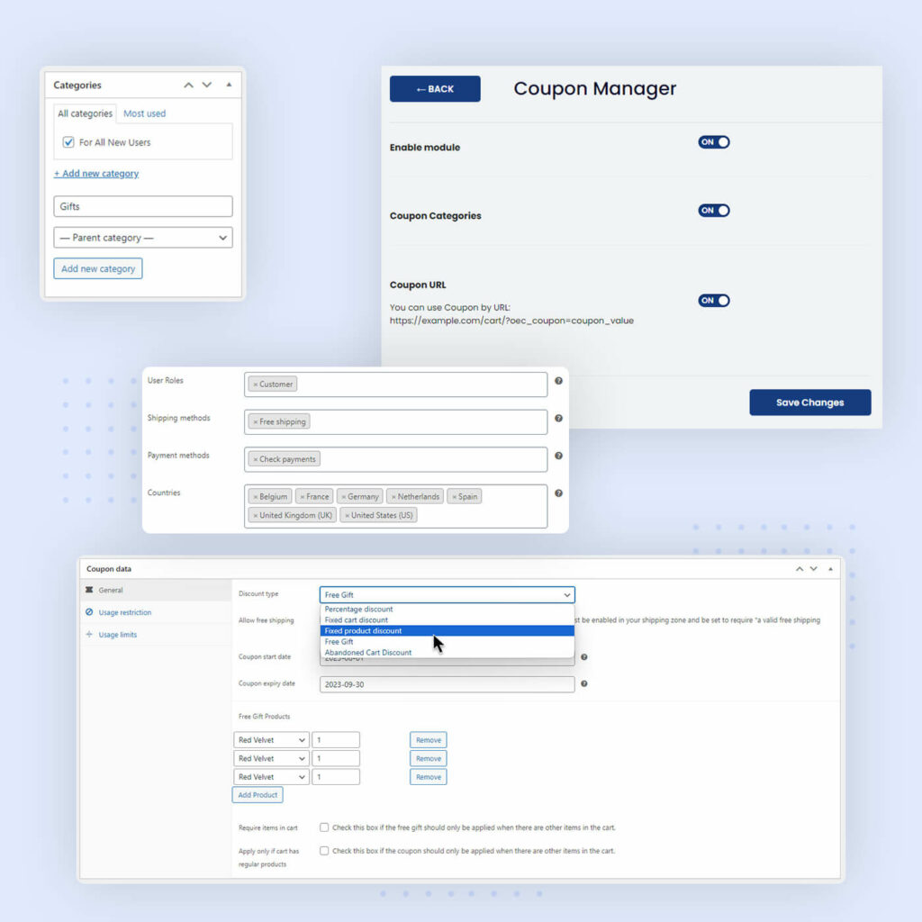 OceanWP coupon manager for WooCommerce