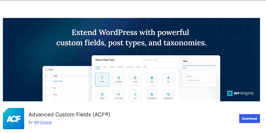 Advanced Custom Fields ACF WordPress plugin WordPress repository screenshot