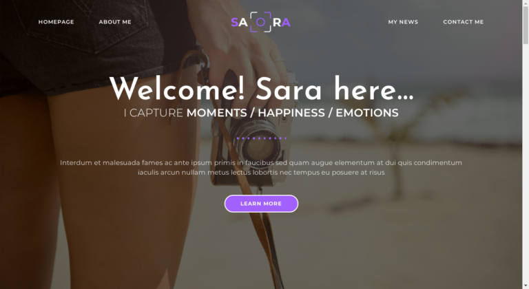 screenshot of the Photos WordPress template ideal for building an online photography portfolio or showcasing work with a captivating gallery based on the OceanWP best portfolio WordPress theme