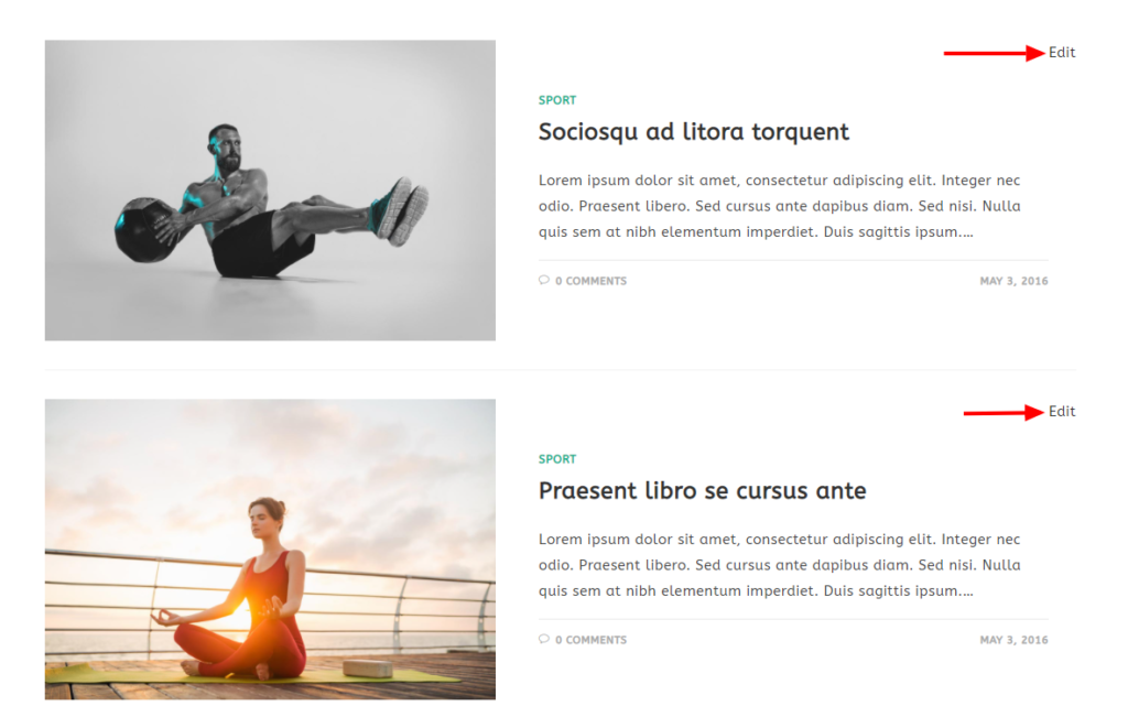 OceanWP update: preview of the new admin feature on how to access blog post edit page directly through archive pages