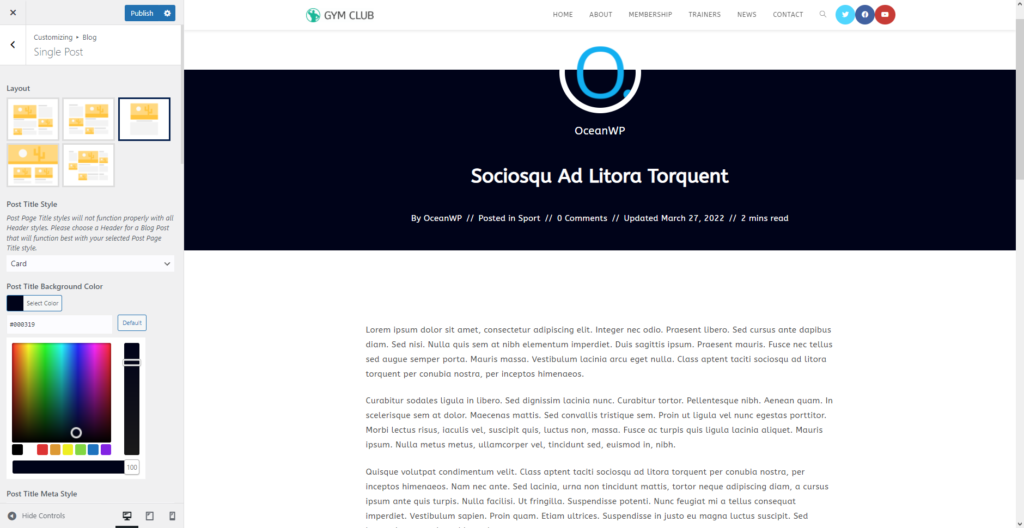 OceanWP Update: preview of the new Card Blog Post Title Style