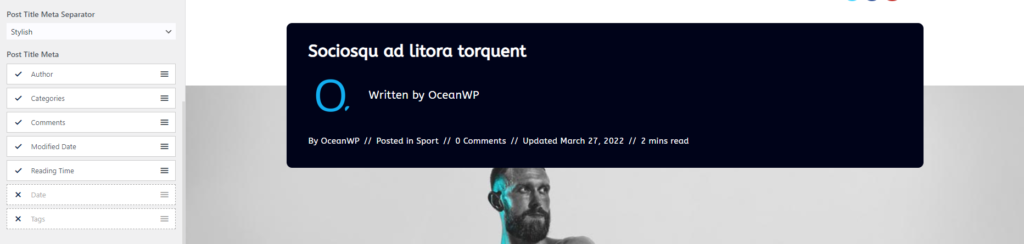 OceanWP Update: preview of the new meta elements structure and visibility options
