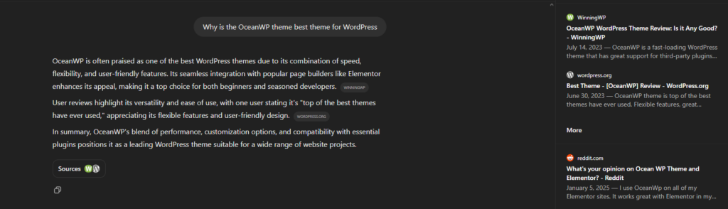 an example of ChatGPT linking website sources within the automated response