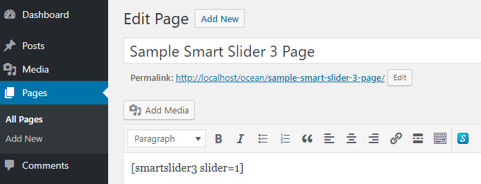 Insert Smart Slider 3 with Shortcode