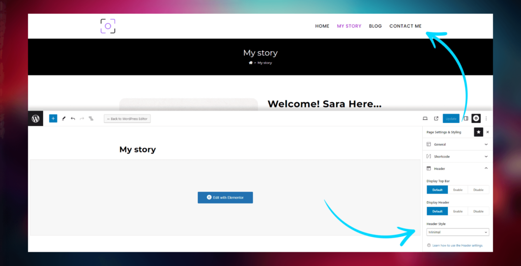 Using the Metabox Settings to customize a WordPress page and apply different Header style