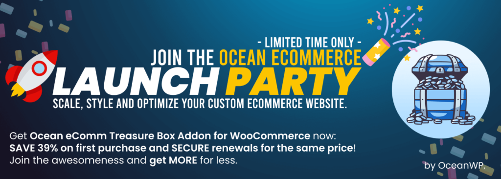 custom ecommerce website addon for WooCommerce by OceanWP promo banner