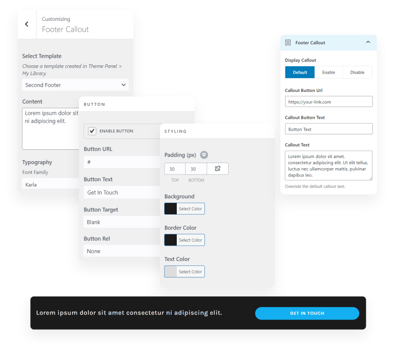OceanWP Pro Bundle Footer Callout features display