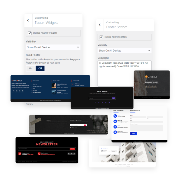 OceanWP theme footer features display