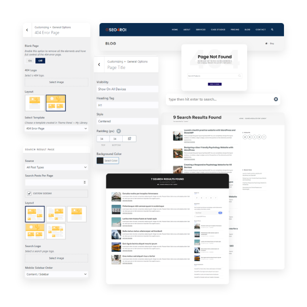 OceanWP theme page settings and features display