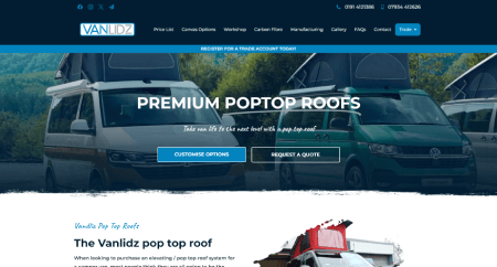 custom van roofs business website made with wordpress oceanwp