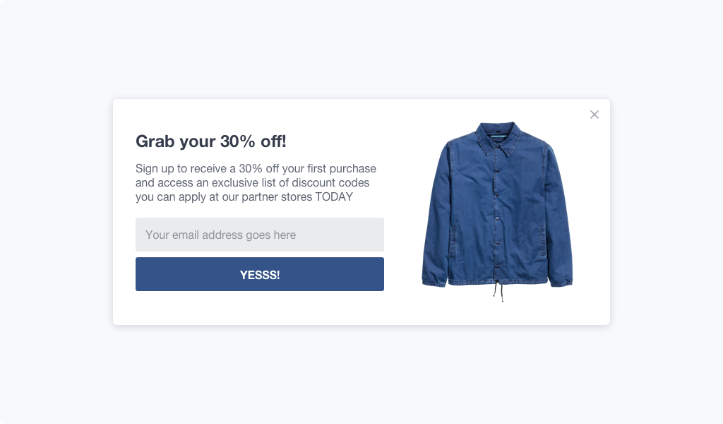 GetSiteControl Email subscription pop-up example