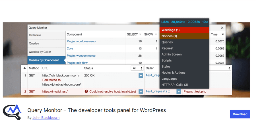 Query Monitor WordPress plugin WordPress for web design repository screenshot
