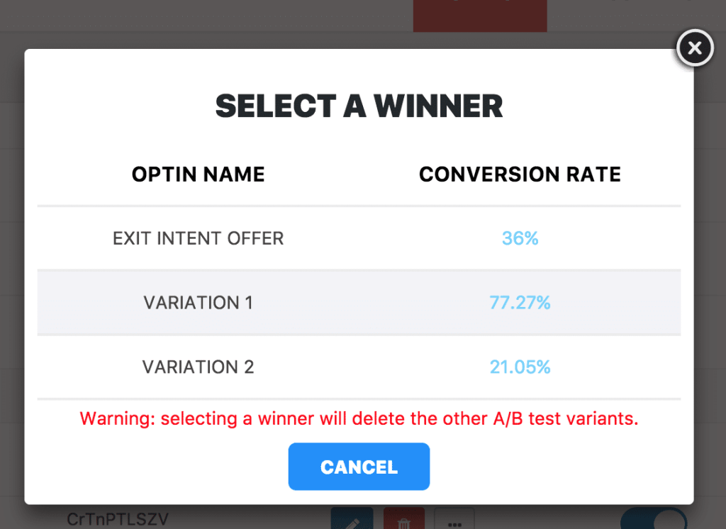Select split test winner