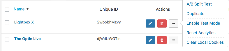 Setting up A/B split test