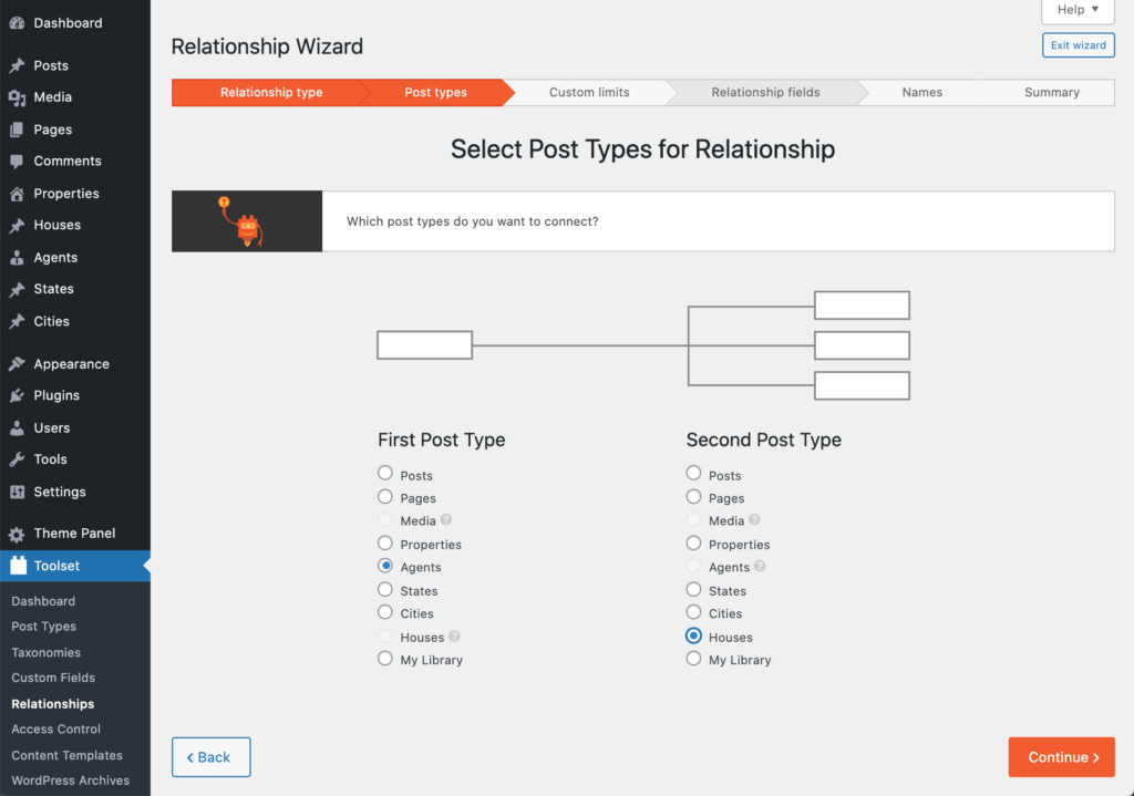 Selecting a one-to-many post relationship between an agent and their properties
