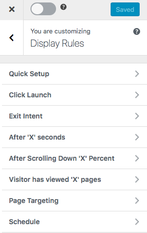 Optin triggers / display rules