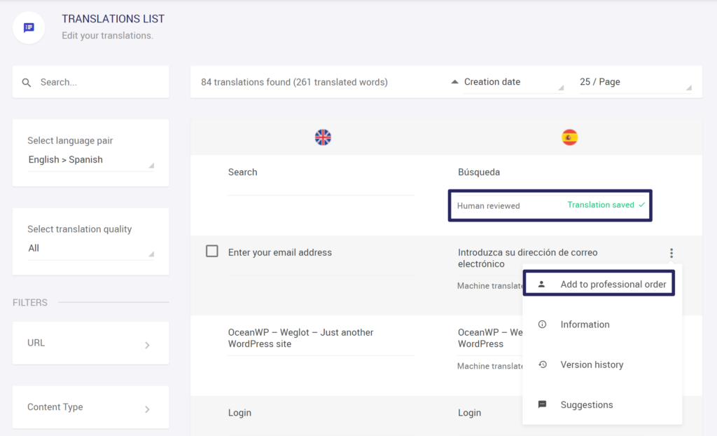 Manually review translations or outsource them to professionals