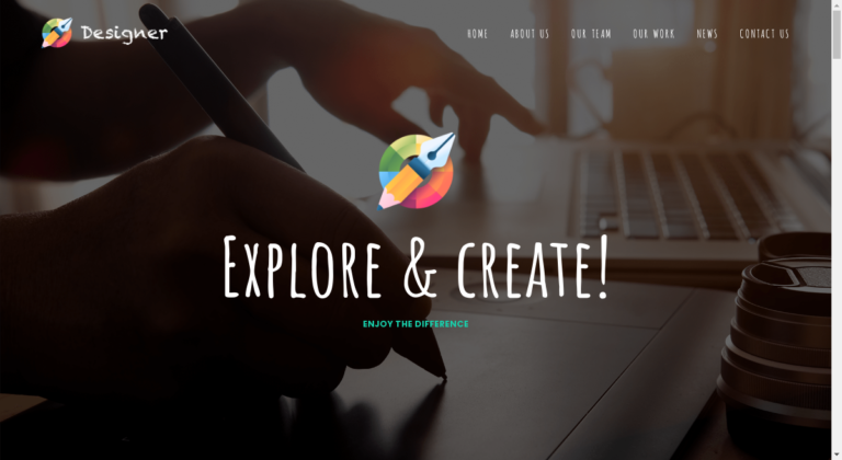 screenshot of the Designer WordPress template which is perfect for any digital or design portfolio, studio or agency. Based on the OceanWP best portfolio business WordPress theme