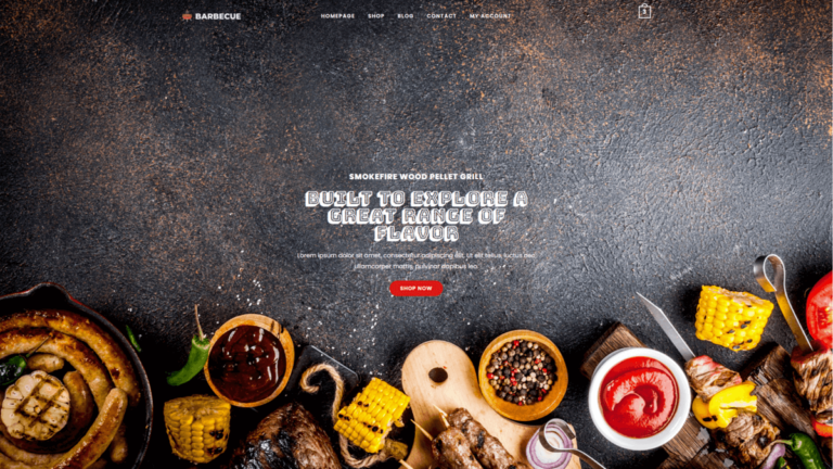 screenshot of the Ocean Barbecue WordPress template for WooCommerce, based on the OceanWP best WordPress theme